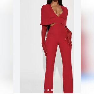 Fashion Nova Red  jumpsuit size medium with tags new